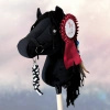 Hobby Horse Konienakiju dla dzieci  - Bystra Czarny z czarną grzywą  + kantar i uwiąz A4 Mały koń na kiju