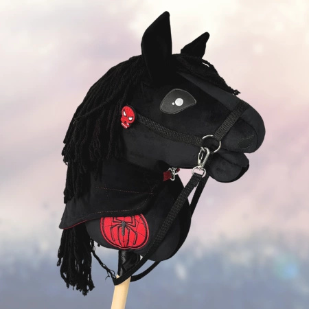 Hobby Horse, Koń na kiju - Hobby Spider czarny A4 z opaską, kolekcja Hobby Hero