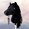 Hobby Horse Konienakiju dla dzieci  - Bystra Czarny z czarną grzywą  + kantar i uwiąz A4 Mały koń na kiju