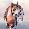 Koń na kiju Hobby Horse - Dakota skoczek , srokaty z jasno brązową grzywą rozm. A4 Personalizowany