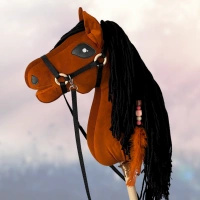 Koń na kiju Hobby Horse - Merida Rudy z czarną grzywą Duży A3