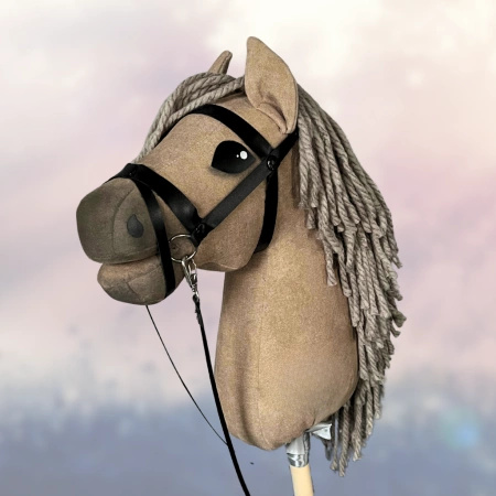 Koń na kiju Hobby Horse - Skoczek jasno brązowy z szarą grzywą Średni