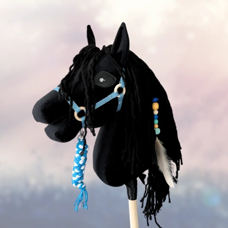 Koń na kiju Hobby Horse Strzałka - Czarny z czarną grzywą, rozm. Średni
