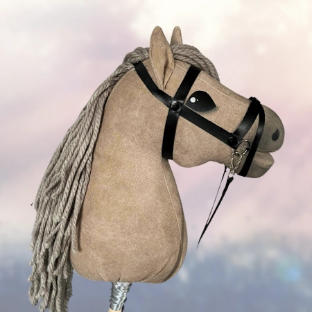 Koń na kiju Hobby Horse - Skoczek jasno brązowy z szarą grzywą Średni