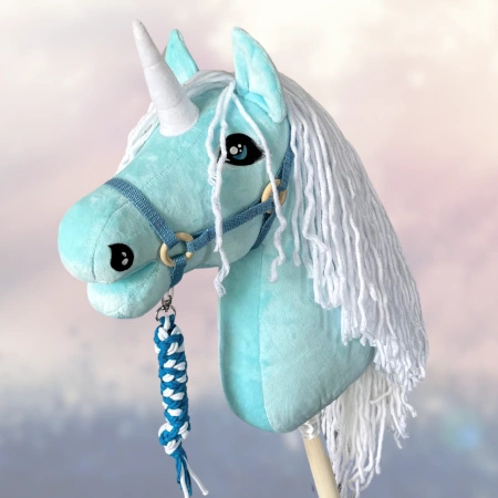 Hobby Horse - Jednorożec Niebieski koń na kiju Rainbow PREMIUM A3
