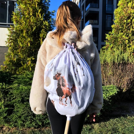 Koń na kiju Hobby Horse - Kasztan Gniady, brązowy z czarną grzywą Duży + Torba / Plecak do transportu