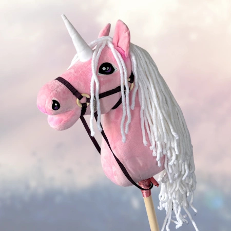 Hobby Horse - Jednorożec Różowy koń na kiju Rainbow PREMIUM Mały hh A4