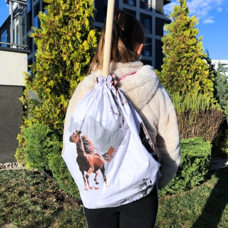 Koń na kiju Hobby Horse - Kasztan Gniady, brązowy z czarną grzywą Duży + Torba / Plecak do transportu