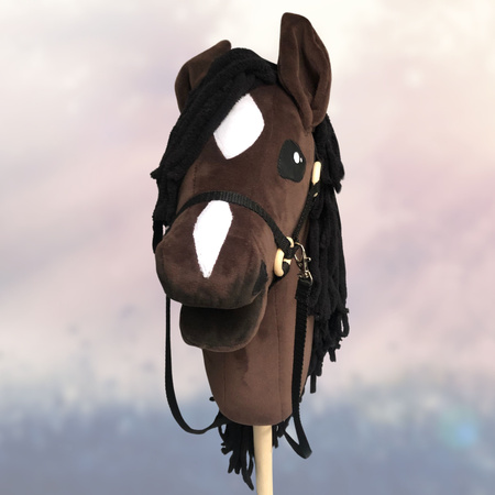 Koń na kiju Hobby Horse - Kasztan Gniady, brązowy z czarną grzywą Średni 
