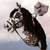 Koń na kiju Hobby Horse - Sabino srokaty z brązową grzywą Mały