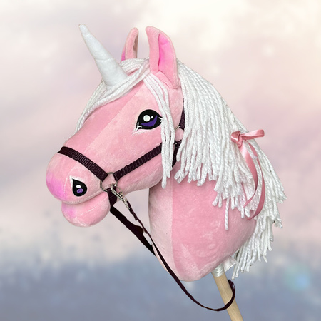 Hobby Horse - Jednorożec Różowy koń na kiju Rainbow PREMIUM Mały hh A4