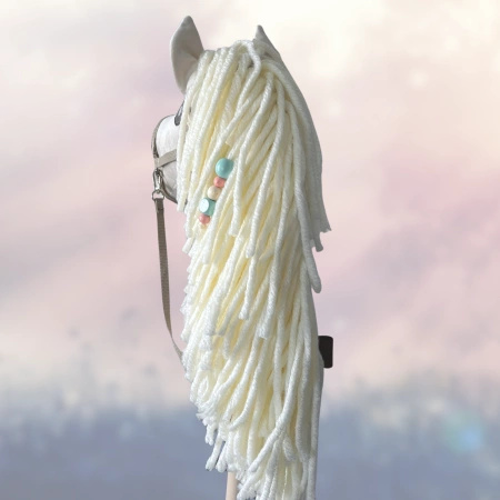 Koń na kiju Hobby Horse - Bajka Cremello / biały, śmietanka Średni