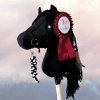 Hobby Horse Konienakiju dla dzieci  - Bystra Czarny z czarną grzywą  + kantar i uwiąz A4 Mały koń na kiju