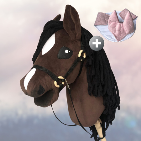Koń na kiju Hobby Horse - Kasztan Gniady, brązowy z czarną grzywą Duży 