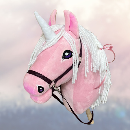 Hobby Horse - Jednorożec Różowy koń na kiju Rainbow PREMIUM Mały hh A4