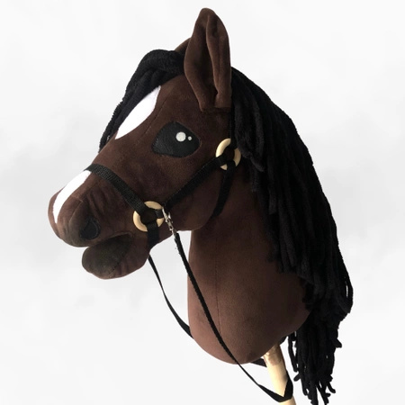 Koń na kiju Hobby Horse - Kasztan Gniady, brązowy z czarną grzywą Duży 