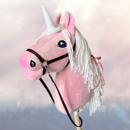 Hobby Horse - Jednorożec Różowy koń na kiju Rainbow PREMIUM A3