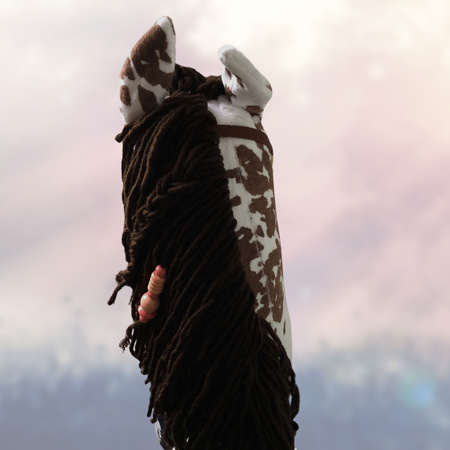 Koń na kiju Hobby Horse - Sabino srokaty z brązową grzywą Mały