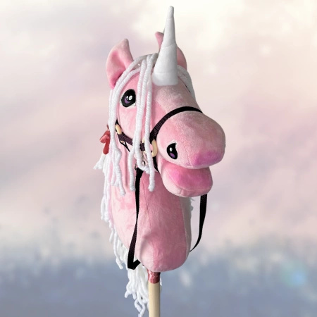 Hobby Horse - Jednorożec Różowy koń na kiju Rainbow PREMIUM Mały hh A4