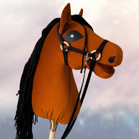 Koń na kiju Hobby Horse - Merida Rudy z czarną grzywą Średni
