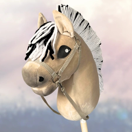 Koń na kiju Hobby Horse - skoczek Fiord A4 z biało - czarną grzywą PREMIUM