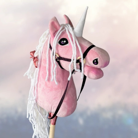 Hobby Horse - Jednorożec Różowy koń na kiju Rainbow PREMIUM Mały hh A4