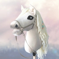 Koń na kiju Hobby Horse - Bajka Cremello / biały, śmietanka Duży