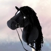 Hobby Horse Konienakiju dla dzieci - Wicher skoczek Czarny z czarną grzywą A4 Mały koń na kiju