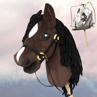 Koń na kiju Hobby Horse - Kasztan Gniady, brązowy z czarną grzywą Duży + Torba / Plecak do transportu