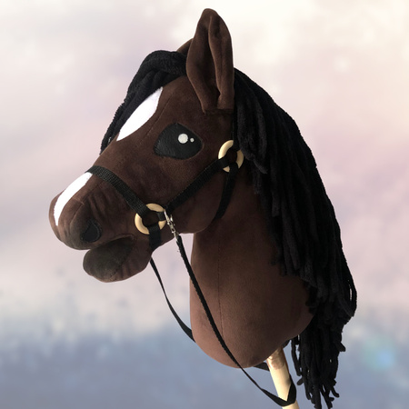 Koń na kiju Hobby Horse - Kasztan Gniady, brązowy z czarną grzywą Duży 