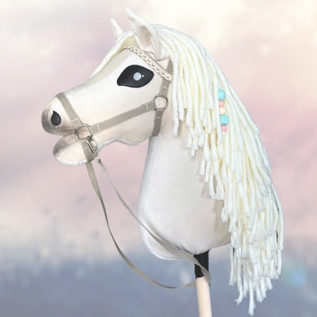 Koń na kiju Hobby Horse - Bajka Cremello / biały, śmietanka Średni