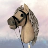 Koń na kiju Hobby Horse - Skoczek jasno brązowy z szarą grzywą Średni