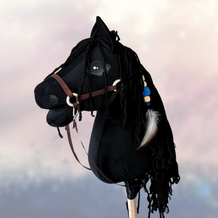 Koń na kiju Hobby Horse - Kary czarny z czarną grzywą Średni