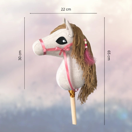 Hobby Horse Konienakiju dla dzieci  - Bystra Czarny z czarną grzywą  + kantar i uwiąz A4 Mały koń na kiju