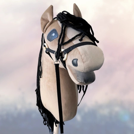 Koń na kiju Hobby Horse - KARY przydymiony, z Imieniem dziecka + marchewka GRATIS! Średni
