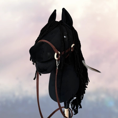 Koń na kiju Hobby Horse - Kary czarny z czarną grzywą Duży 