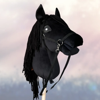 Koń na kiju Hobby Horse - Kary Czarny, ogłowie w kolorze czarnym, rozm. Średni 