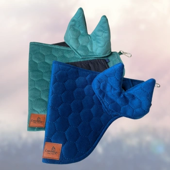 Zestaw akcesoriów Konienakiju - Nauszniki i derka dla Hobby Horse - kolor granatowy oraz butelkowa zieleń - 2 komplety / różne rozmiary