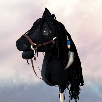 Koń na kiju Hobby Horse - Kary czarny z czarną grzywą Średni 