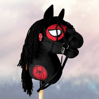 Hobby Horse, Koń na kiju - Hobby Spider czarny A4 z opaską, kolekcja Hobby Hero