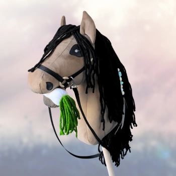 Koń na kiju Hobby Horse - KARY przydymiony, z Imieniem dziecka + marchewka GRATIS! Średni