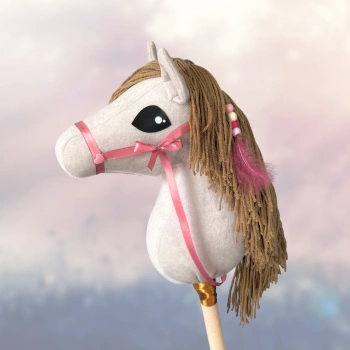 Hobby Horse Konienakiju dla dzieci  - Isabella Beżowy z brązową grzywą  + kantar i wodze A4 Mały