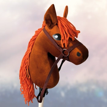 Hobby Horse Konienakiju dla dzieci  - Kasztan skoczek Rudy z rudą grzywą A4 Mały koń na kiju