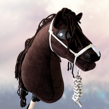 Koń na kiju Hobby Horse - skoczek Brązowy z brązową grzywą PREMIUM  
