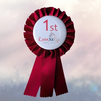 Kotylion, rozeta dla Hobby Horse - zawody - kolor czerwony/bordowy