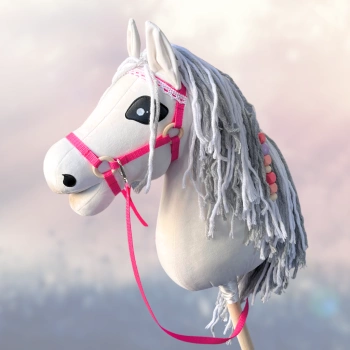 Koń na kiju Hobby Horse - Bella Biały z dwukolorową grzywą Średni 