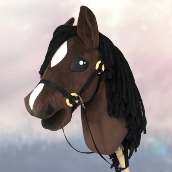 Koń na kiju Hobby Horse - Kasztan Gniady, brązowy z czarną grzywą Średni 