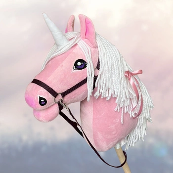 Hobby Horse - Jednorożec Różowy koń na kiju Rainbow PREMIUM Mały hh A4