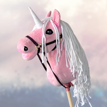 Hobby Horse - Jednorożec Różowy koń na kiju Rainbow PREMIUM Mały hh A4